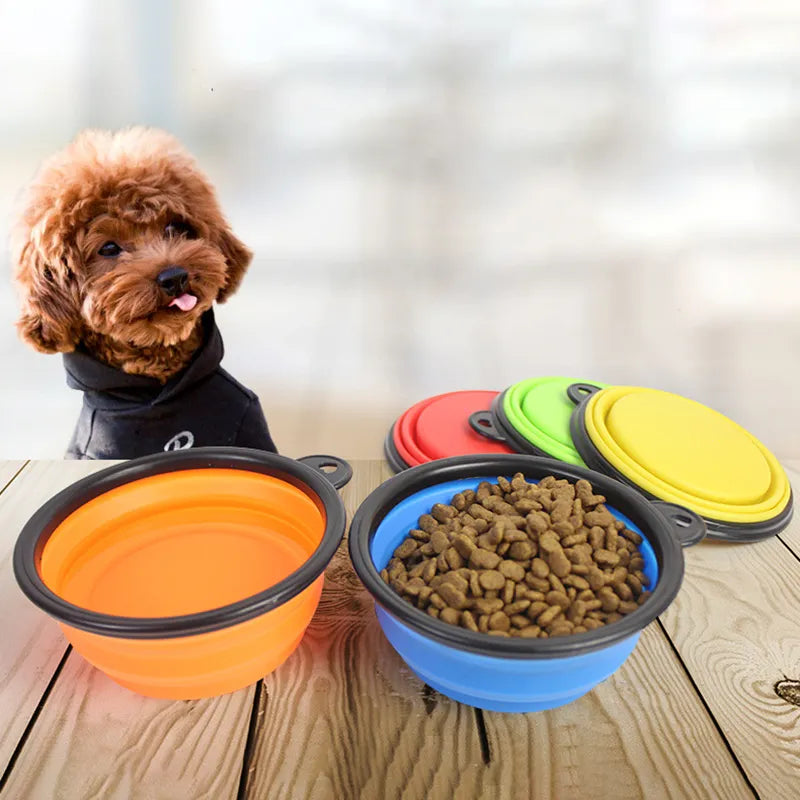 Tigela Dog Bowl de silicone dobrável grande para cachorro, portátil e multifuncional
